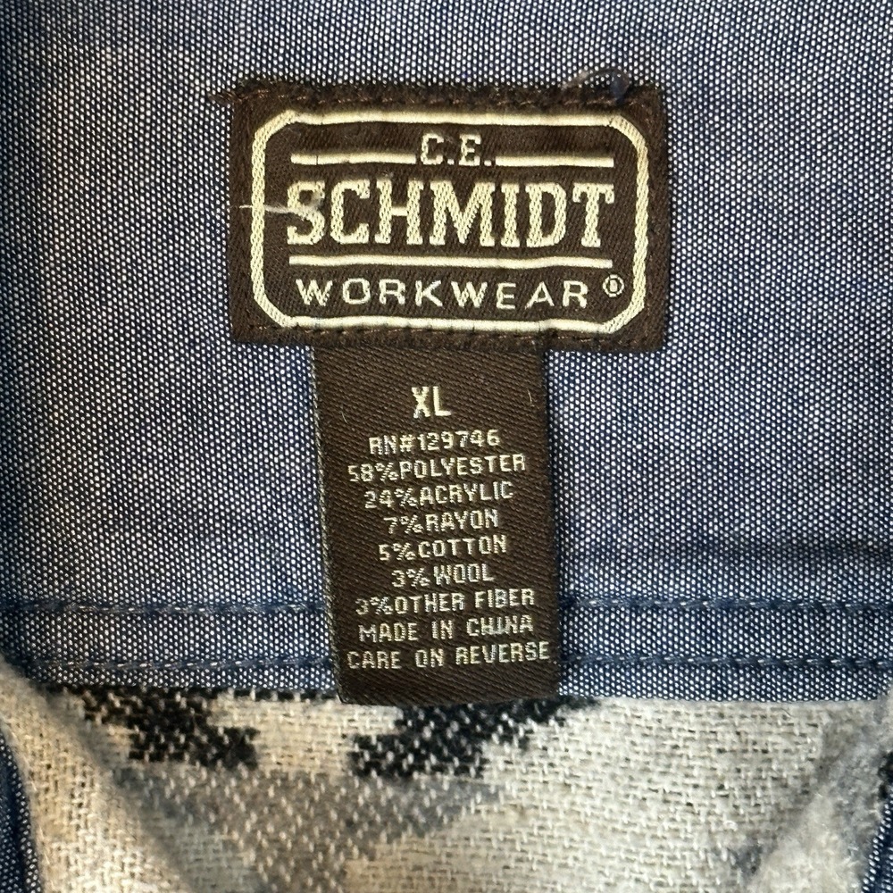 CE Schmidt Workwear Shirt Men Sz XL Wool Blend Aztec Print Button Up Southwest - Picture 5 of 6
